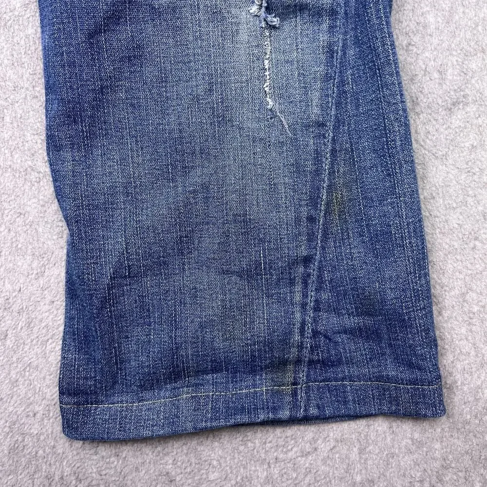 Vintage True Religion Jeans Yellow Stitching Flap Pocket USA Made 34x25 (Hemmed)